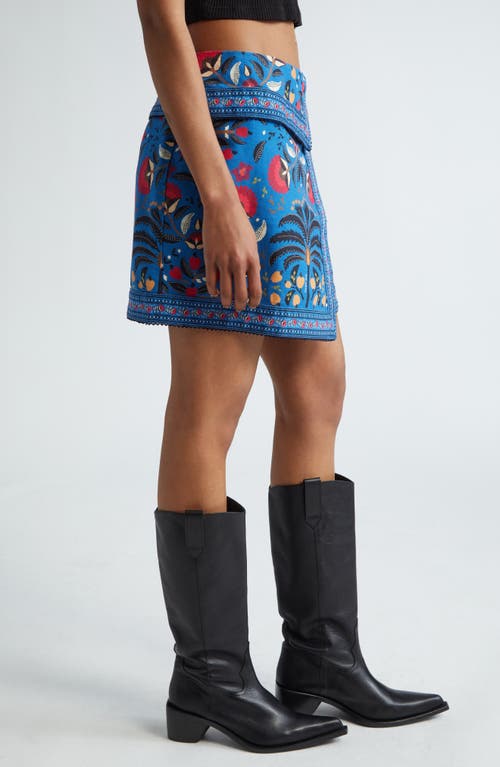 Farm Rio Palms Paradise Wrap Front Miniskirt In Palms Paradise Teal
