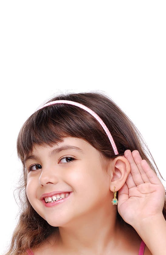Shop Chanteur Kids' Heart Flower Drop Earrings In Mint Green