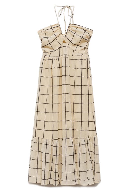 Mango Printed Strap Dress Ecru In Ecru