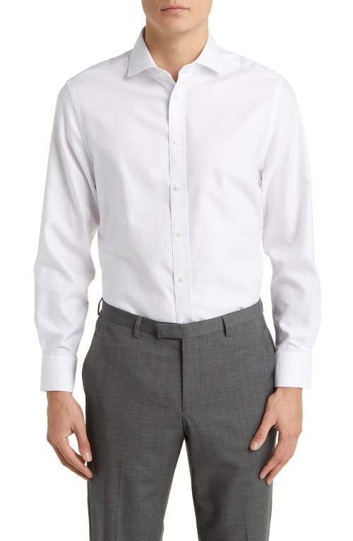 Clifton Slim Fit Non-Iron Cotton Twill Dress Shirt in White