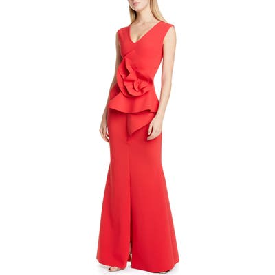 Chiara Boni La Petite Robe Ebeline Ruffle Detail Gown, US / 52 IT - Red