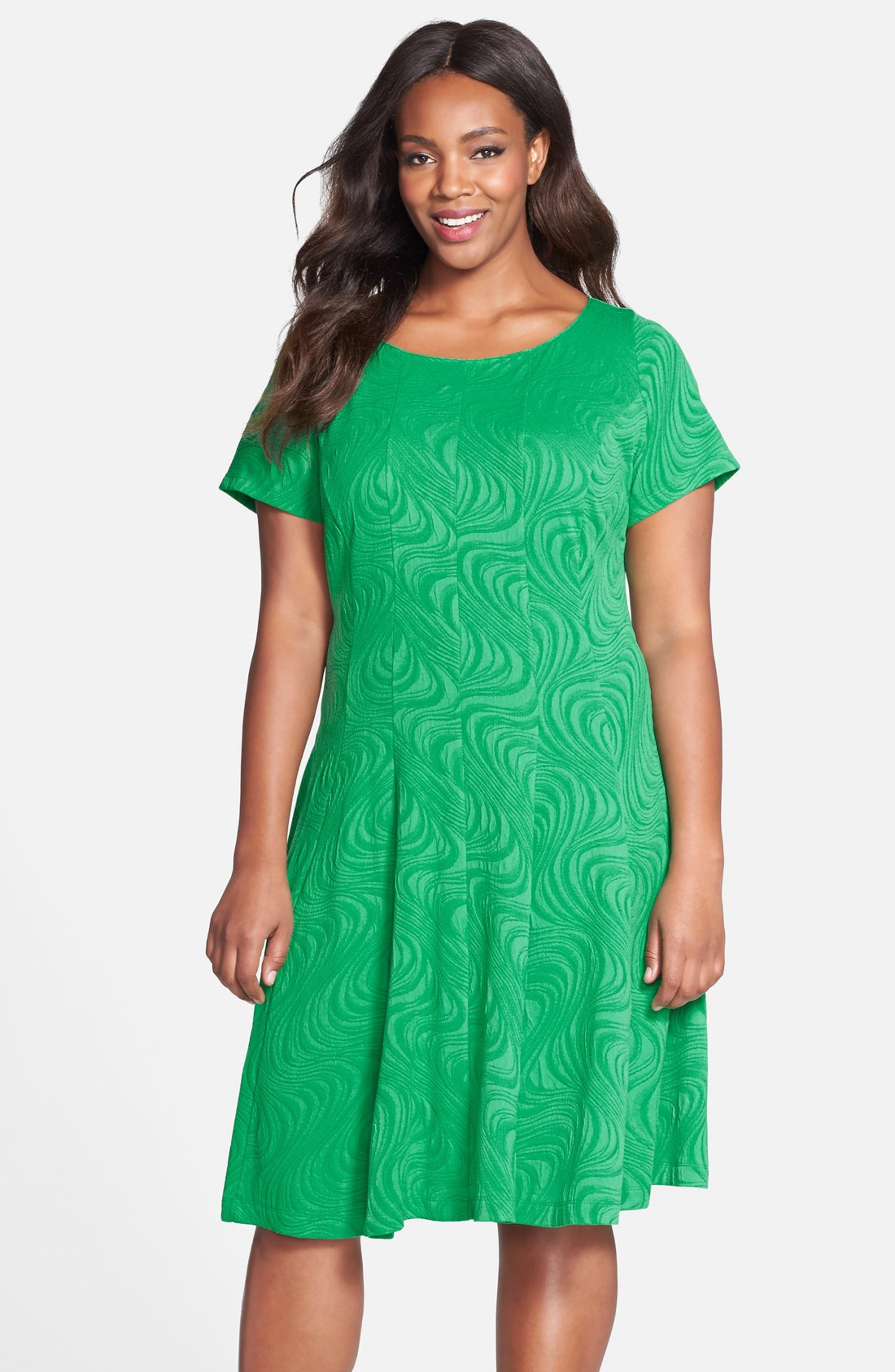 Gabby Skye Swirl Jacquard Fit & Flare Dress (Plus Size) | Nordstrom