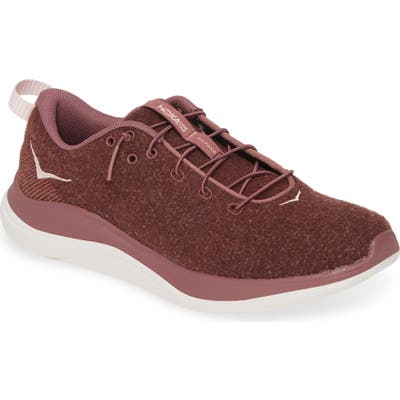 Hoka One One Hupana Flow Wool Slip-On Running Shoe- Burgundy