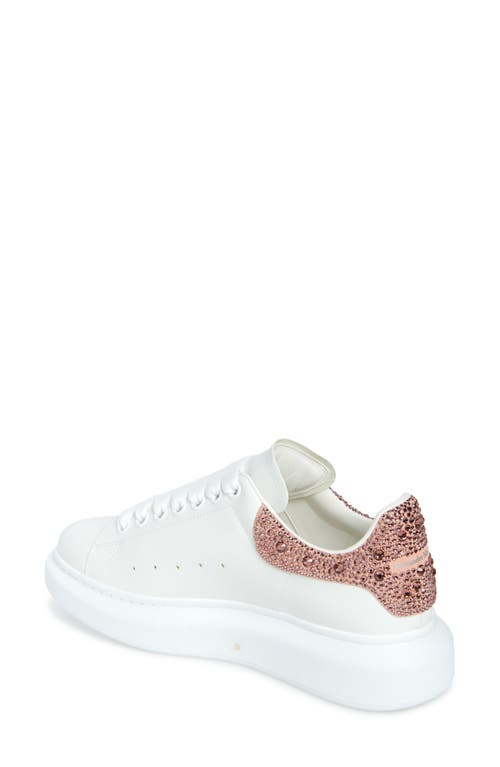 Shop Alexander Mcqueen Oversized Crystal Embellished Sneaker In White/clay