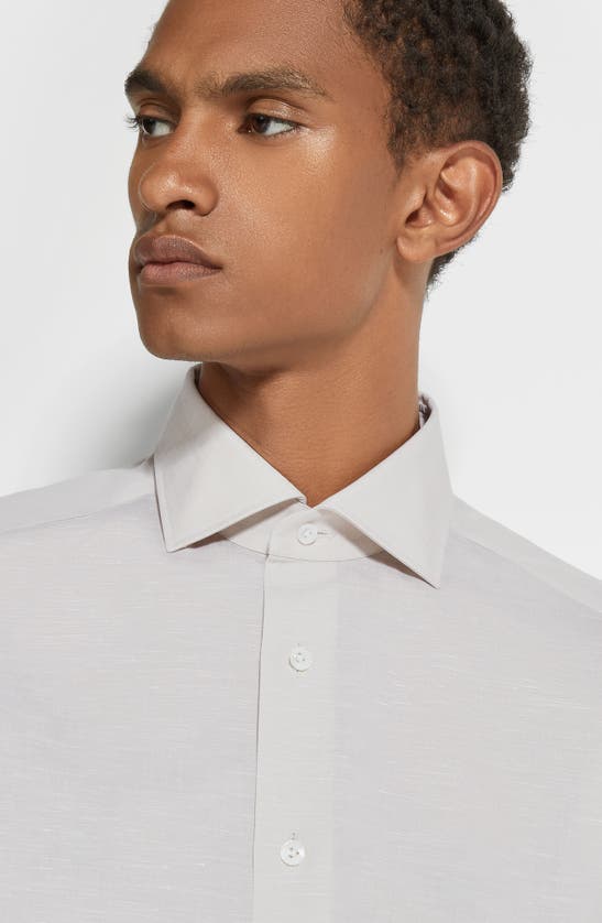 Zegna Light Beige Centoventimila Cotton And Linen Shirt In Beige