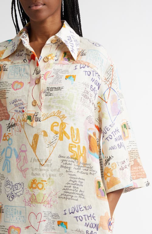 Shop Zimmermann Dear Diary Print Linen Shirtdress
