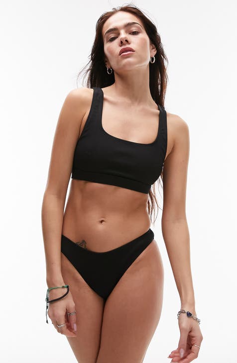 Aqua Swim Womens Metallic Twist Front Bikini Swim Top