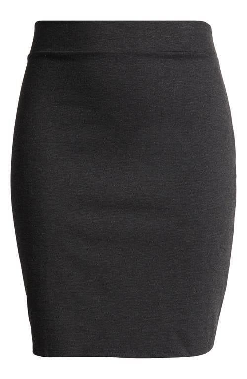 24seven Comfort Apparel Solid Color Elastic Waist Stretch Skirt In Charcoal