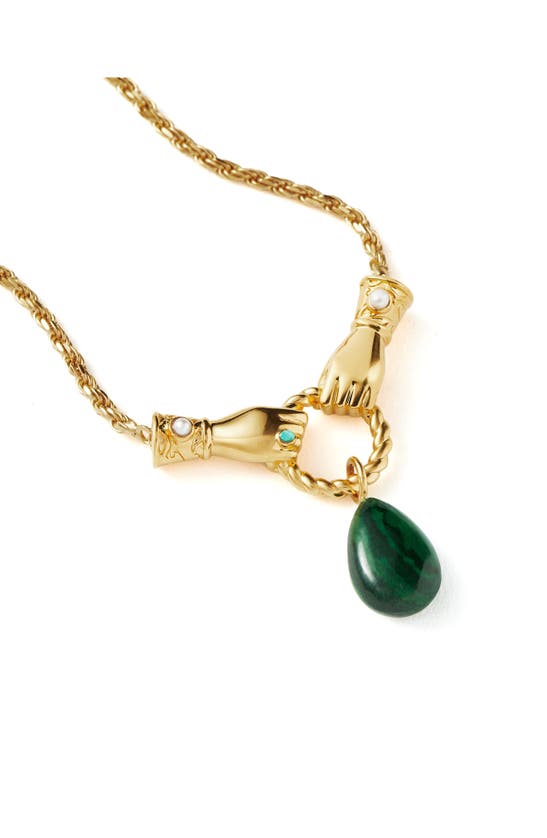 Shop Missoma X Harris Reed Malachite Pendant Necklace In Gold