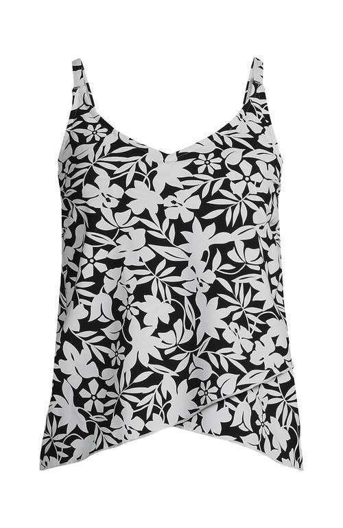 Shop Lands' End Chlorine Resistant Tulip Hem Tankini Swimsuit Top In Black Havana Floral