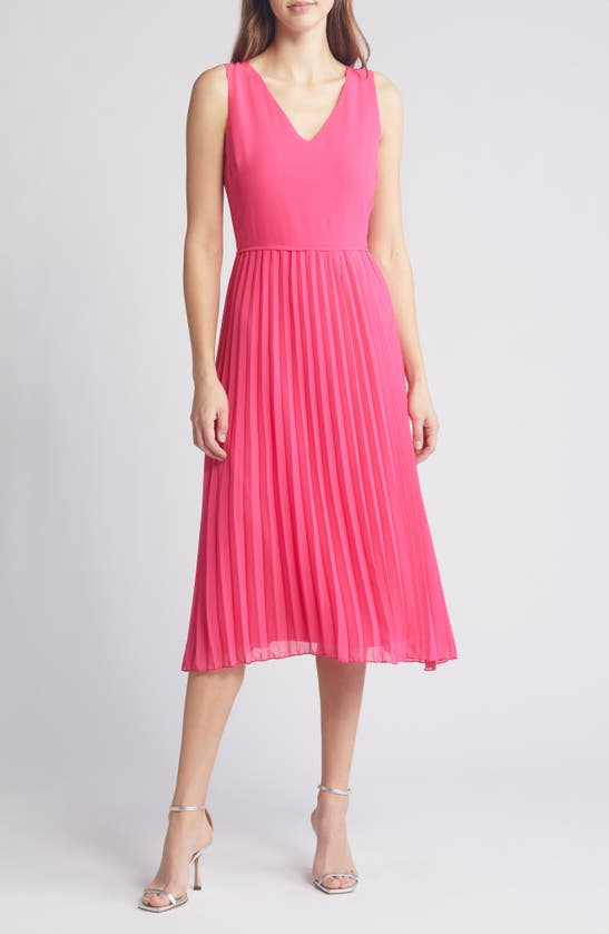 Sam Edelman Pleated Skirt Sleeveless Dress In Pretty Pink
