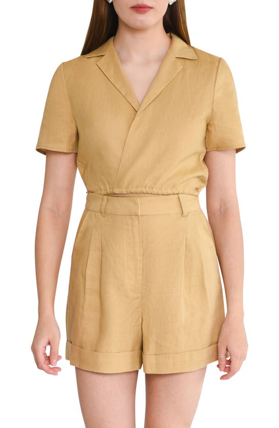 Shop Wayf On The Road Wrap Front Top In Tan