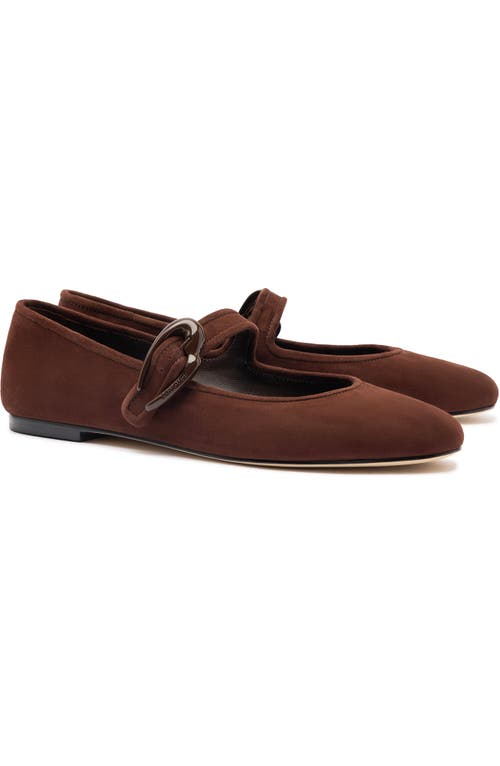 Larroude Verona Suede Mary Jane Ballerina Flats In Brown