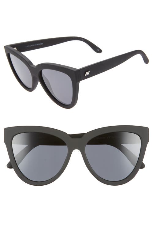 Le Specs Liar Liar 57mm Polarized Cat Eye Sunglasses in Black Rubber at Nordstrom