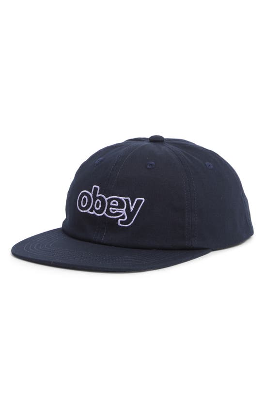 Shop Obey Select Snapback Cap In Navy