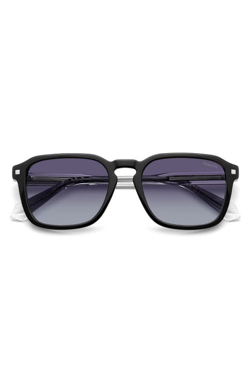Polaroid 53mm Polarized Rectangular Sunglasses In Black Beige/gray Sf Polarized