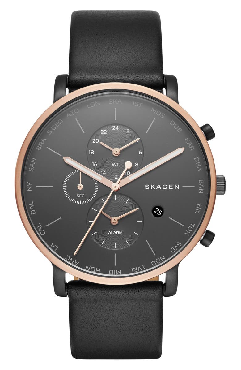 Skagen Hagen Chronograph Leather Strap Watch, 42mm | Nordstrom