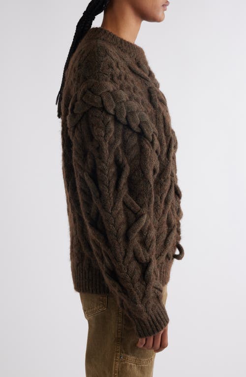 Isabel Marant Basiliane Chunky Wool & Alpaca Blend Cable Sweater In Bronze