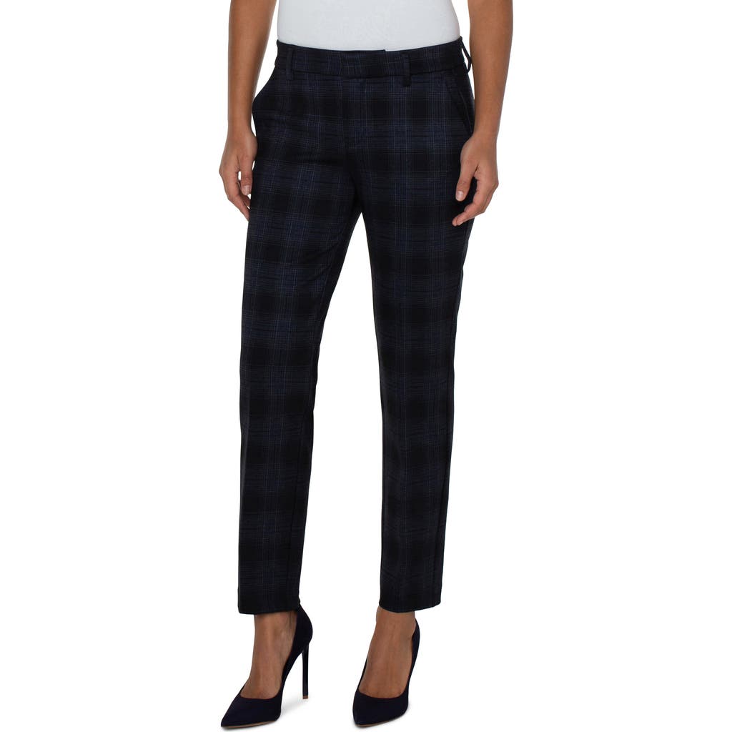 Liverpool Los Angeles Kelsey Tartan Plaid Trousers In Black/dark Slate Tartan Plaid