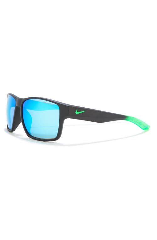 Shop Nike Essential Venture 59mm Square Sunglasses In Matte Black/rage Green Prism