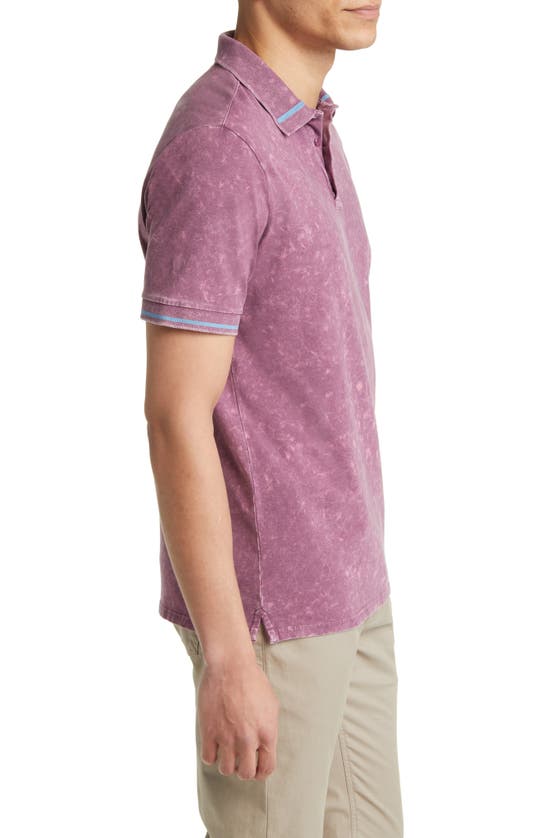 Stone Rose Tipped Acid Wash Performance Jersey Polo In Purple
