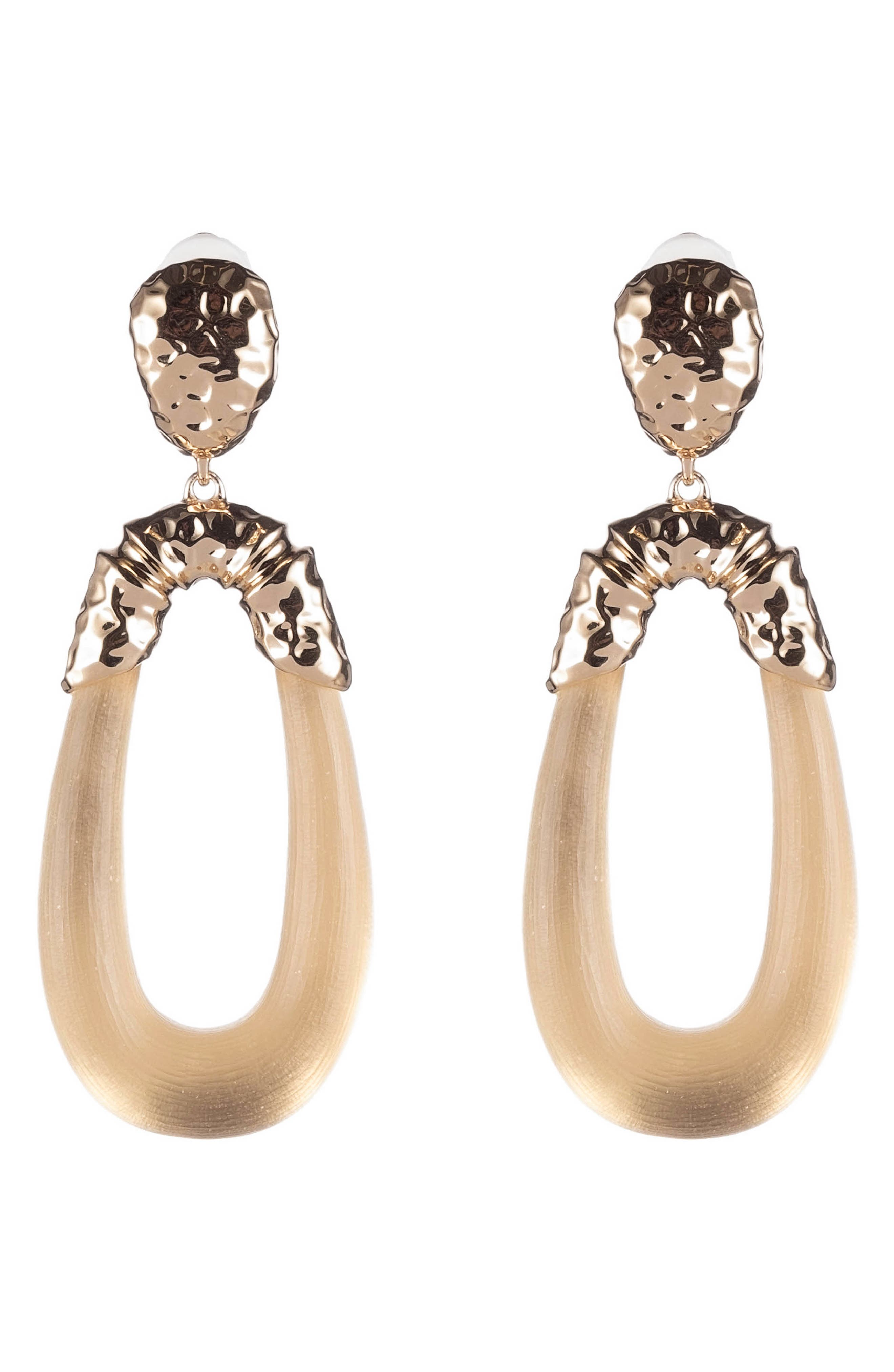 Alexis Bittar Hammered Metal & Satin Lucite Drop Earrings In Gold
