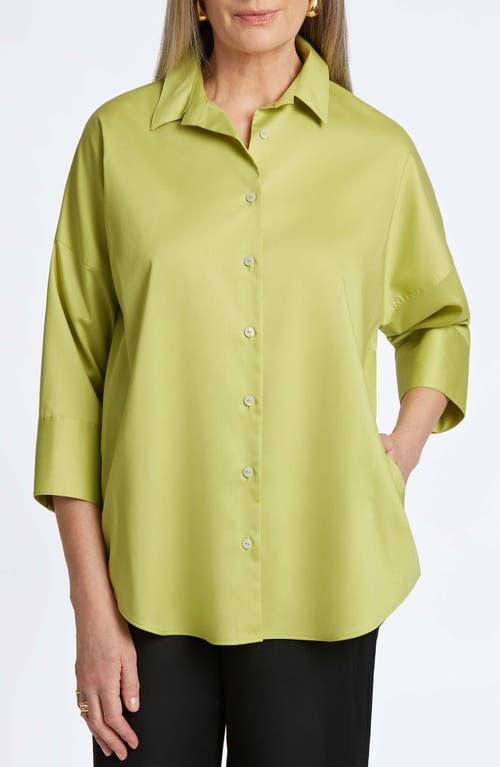 Shop Foxcroft Avery Stretch Button-up Shirt In Chartreuse