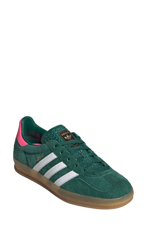 Shop Adidas Originals Adidas Gazelle Indoor Sneaker In Green/white/lucid Pink