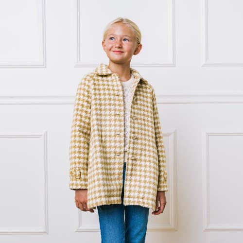 Shop Hope & Henry Girls' Bow Cuff Swing Coat, Kids In Tan Houndstooth