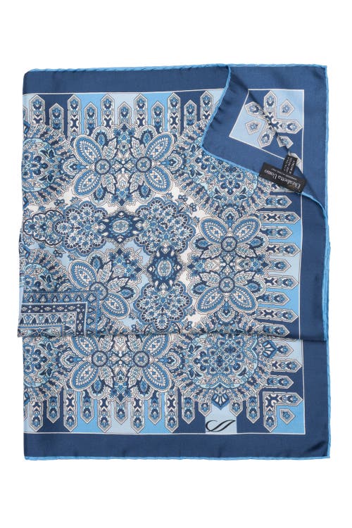 Elizabetta Messina - Hand Rolled Silk Neckerchief For Men In Azure