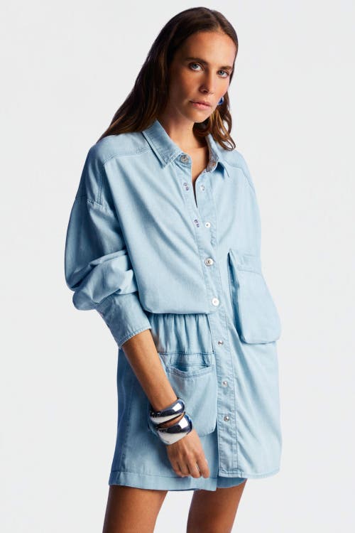 Shop Nocturne Minimal Draped Shirt In Blue