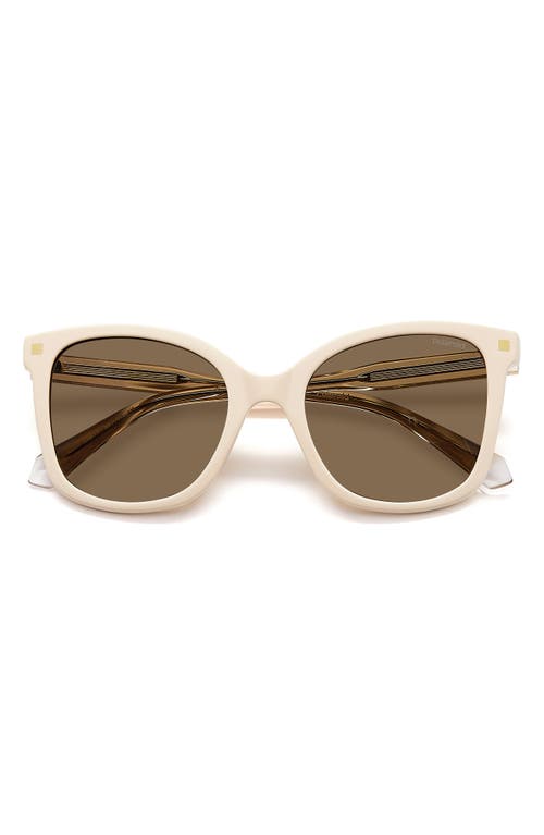 53mm Polarized Square Sunglasses in Ivory/Bronze Polar