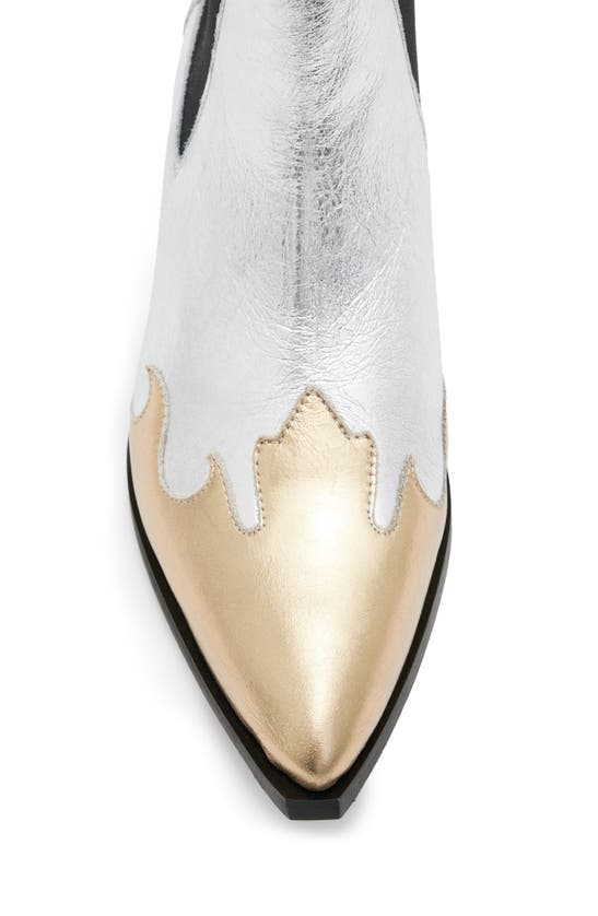 Shop Allsaints Dellaware Pointed Toe Chelsea Boot In Silver/ Gold
