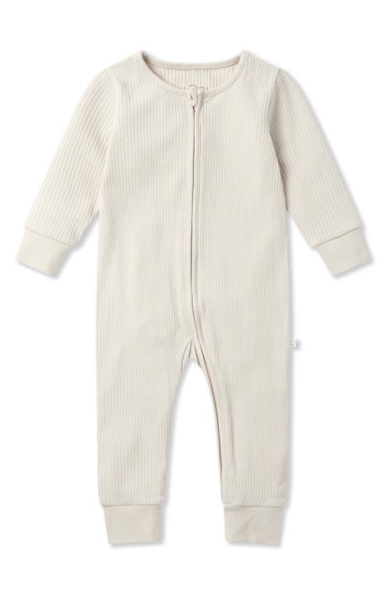 Mori Babies' Rib Fitted One-piece Romper In Neutral