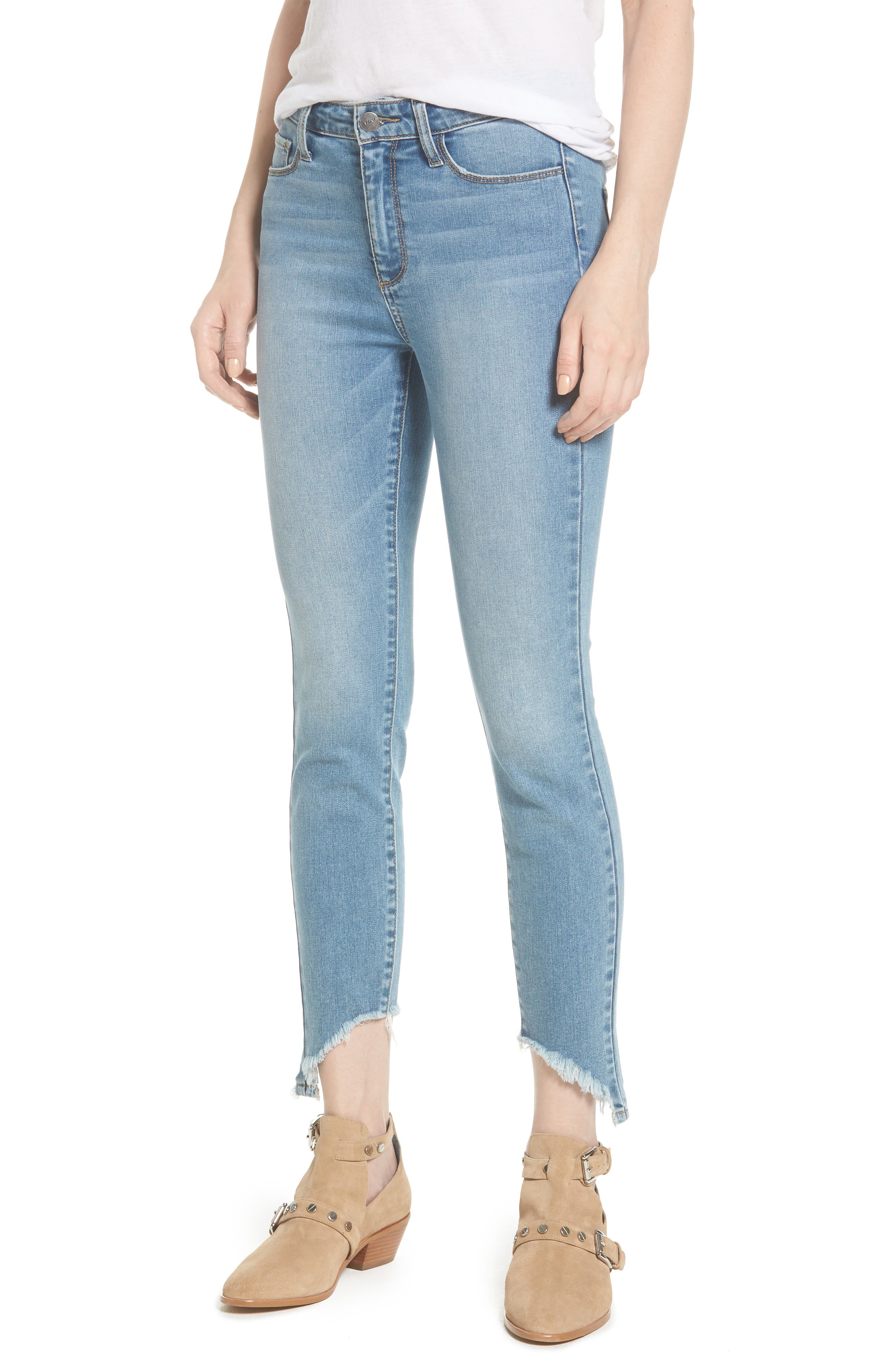 EVIDNT Uneven Hem Skinny Jeans Nordstrom
