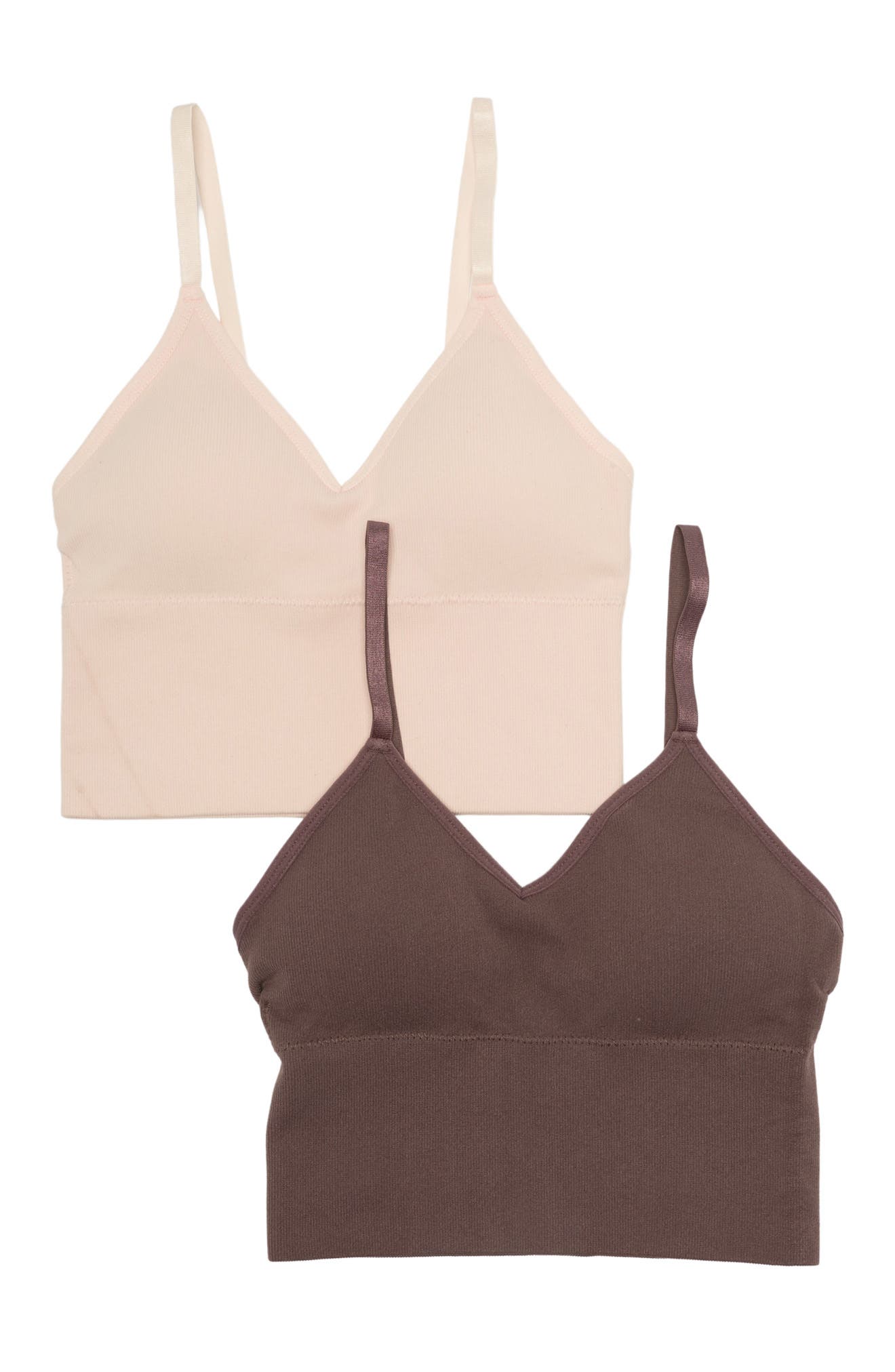 Studio By Capezio Seamless Ribbed Longlined Comfort Bras In Light Pink / Peppercorn