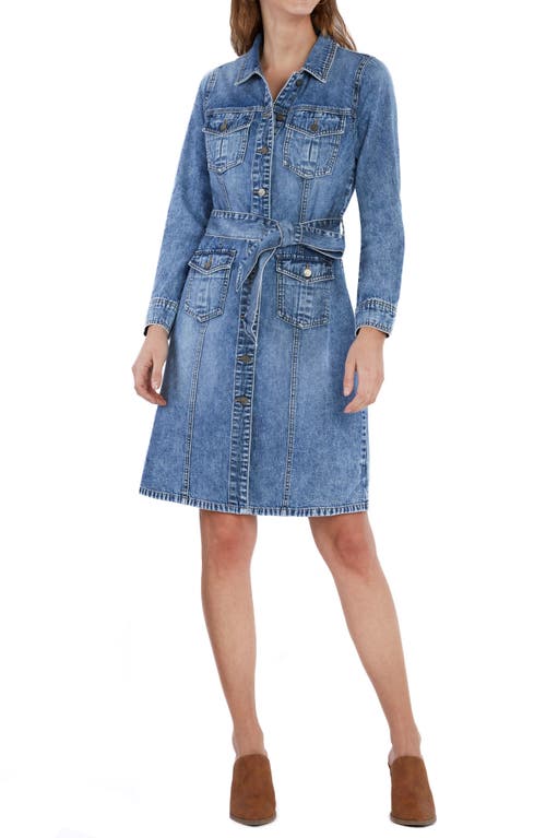 Shop Wash Lab Denim Eleanor Belted Denim Shirtdress In Clear Blue