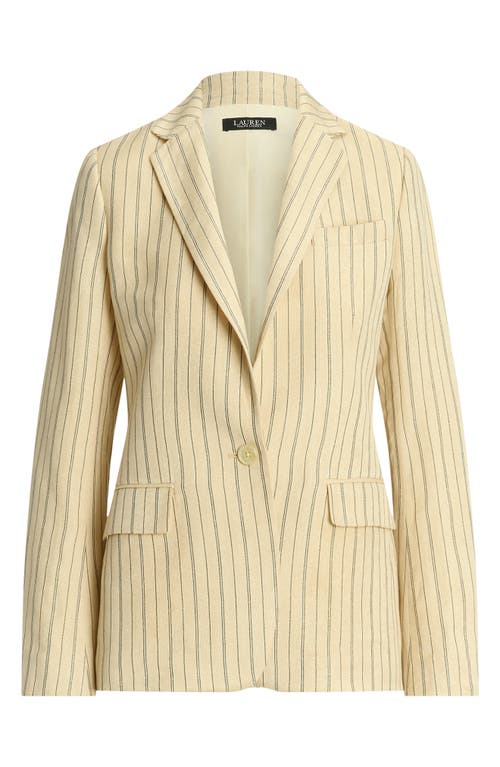 LAUREN RALPH LAUREN LAUREN RALPH LAUREN PINSTRIPE LINEN BLEND BLAZER 