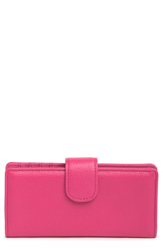 Mundi Small Leather Goods Mundi Slim Leather Clutch Continental Wallet In V. Pink