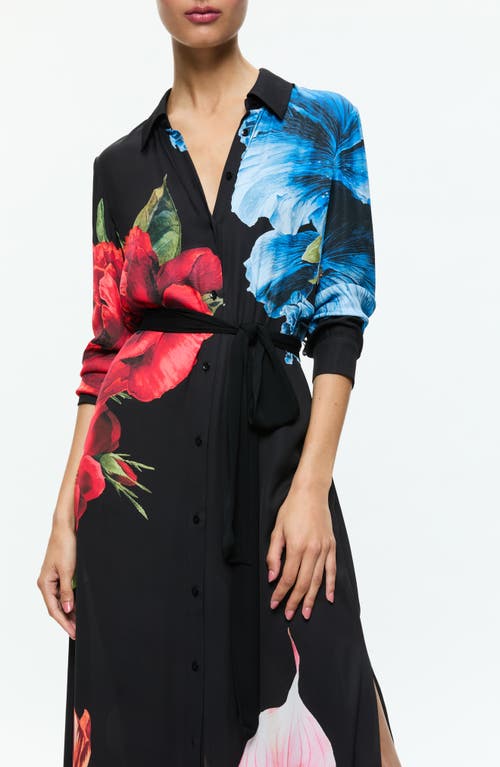 Shop Alice And Olivia Alice + Olivia Chassidy Tie Belt Long Sleeve Maxi Shirtdress In Le Parisien