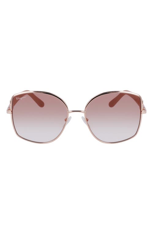 FERRAGAMO Gancini 57mm Gradient Oval Sunglasses in Rose Gold/Nude Gradient at Nordstrom