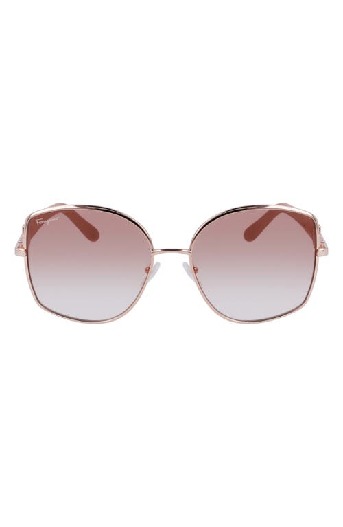 Shop Ferragamo Gancini 57mm Gradient Oval Sunglasses In Rose Gold/nude Gradient