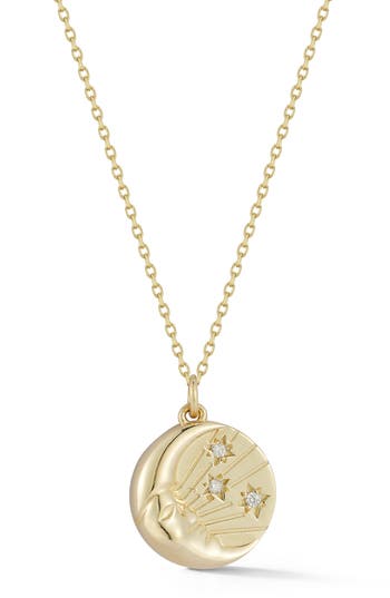 Ember Fine Jewelry Diamond Moon & Stars Pendant Necklace In Gold
