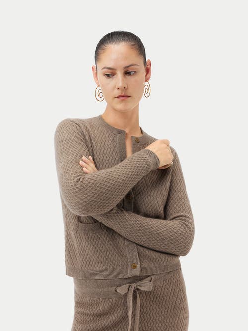 Gobi Mongolian Cashmere Organic Color Buttoned Cashmere Cardigan In Taupe