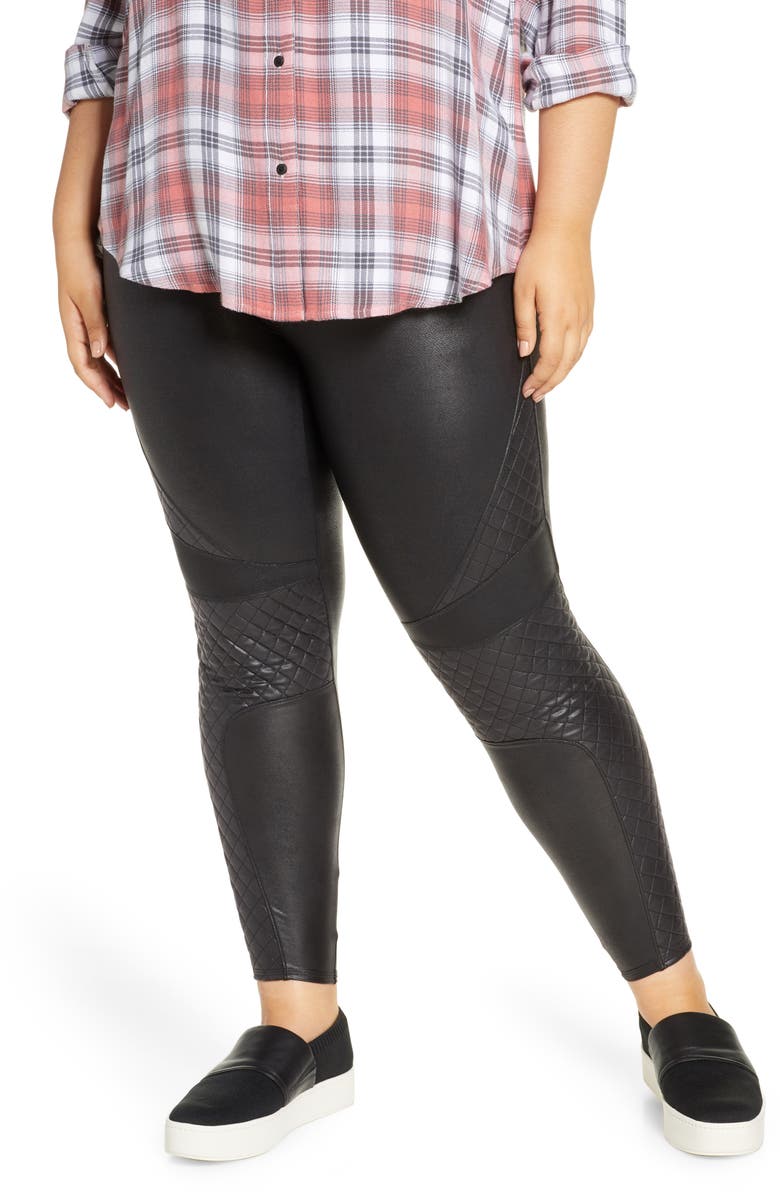 SPANX® Quilted Faux Leather Leggings (Plus Size) | Nordstrom