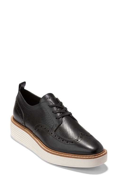 Shop Cole Haan Øriginalgrand Platform Wingtip Derby In Black/ivor