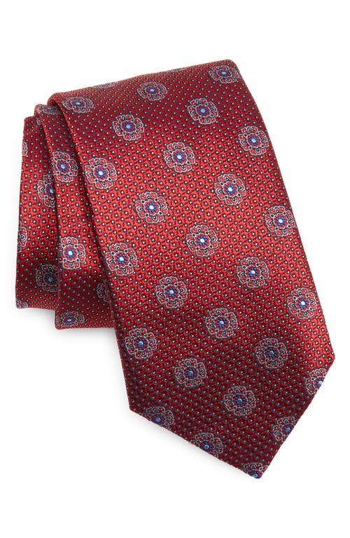 Canali Floral Medallion Silk Tie in Bright Red at Nordstrom