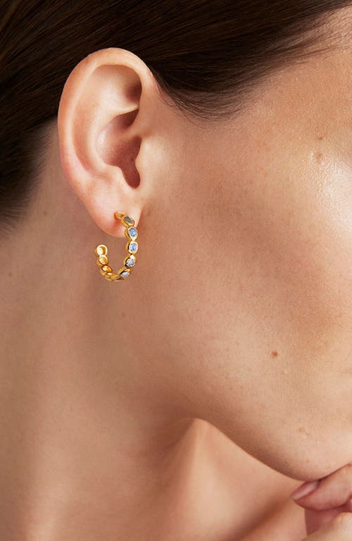 Dean Davidson Small Signature Eternity Hoop Earrings In Yellow Gold/ Moonstone