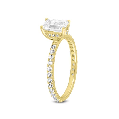 Shop Luvmyjewelry Meline14k Yellow Gold Emerald Cut Lab Grown Diamond Hidden Halo Engagement Ring