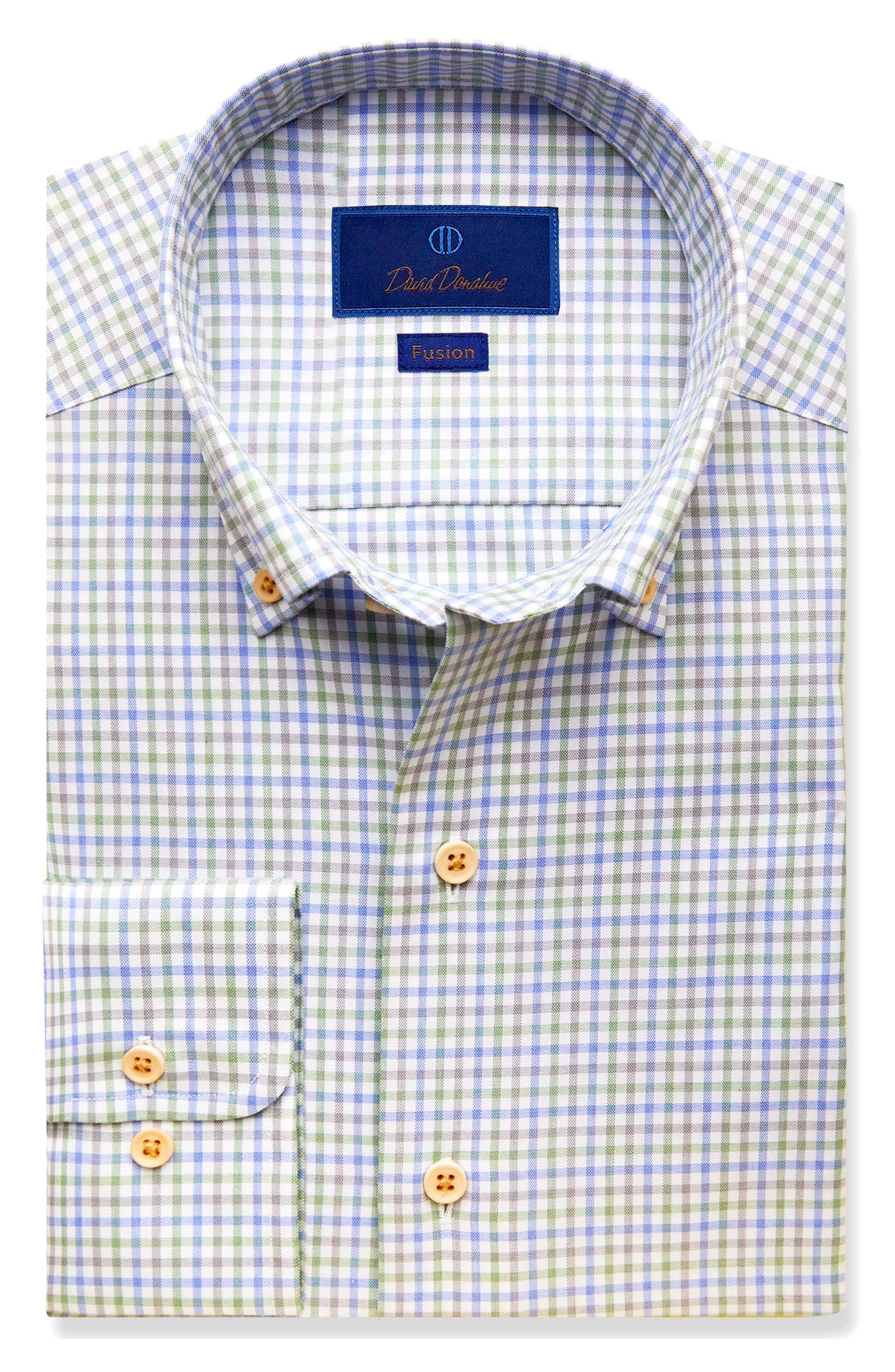 David Donahue Trim Fit Gingham Check 